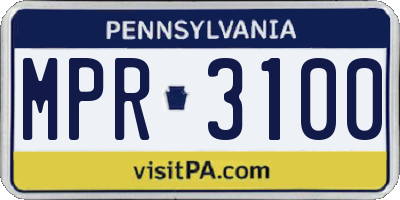 PA license plate MPR3100