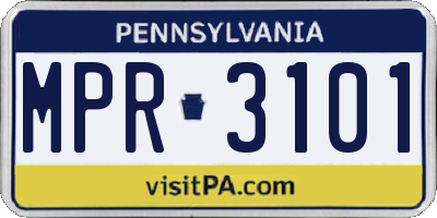PA license plate MPR3101