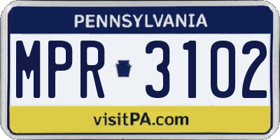 PA license plate MPR3102