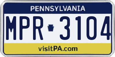 PA license plate MPR3104