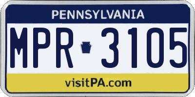 PA license plate MPR3105