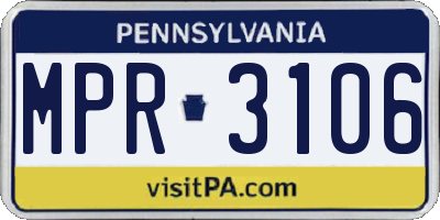 PA license plate MPR3106