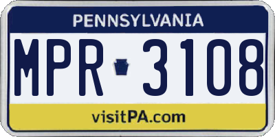 PA license plate MPR3108