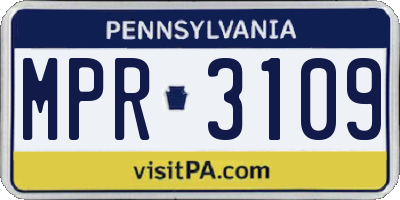 PA license plate MPR3109