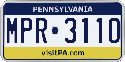 PA license plate MPR3110