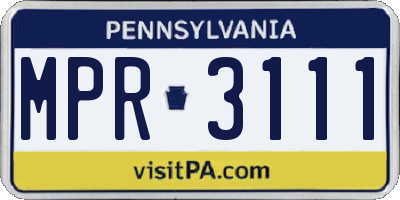 PA license plate MPR3111