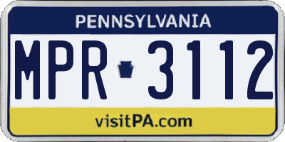 PA license plate MPR3112
