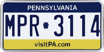 PA license plate MPR3114