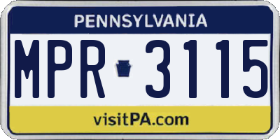PA license plate MPR3115