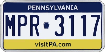 PA license plate MPR3117