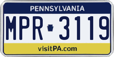 PA license plate MPR3119