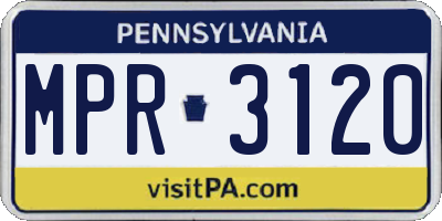 PA license plate MPR3120