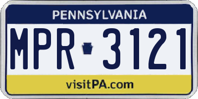 PA license plate MPR3121
