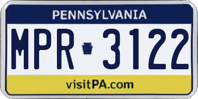 PA license plate MPR3122