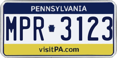 PA license plate MPR3123