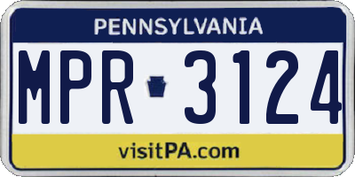 PA license plate MPR3124