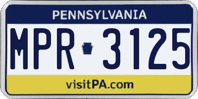 PA license plate MPR3125