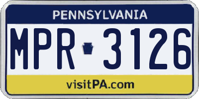 PA license plate MPR3126