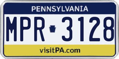 PA license plate MPR3128