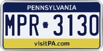 PA license plate MPR3130