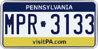 PA license plate MPR3133