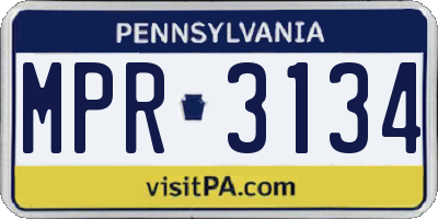 PA license plate MPR3134
