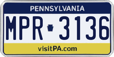 PA license plate MPR3136