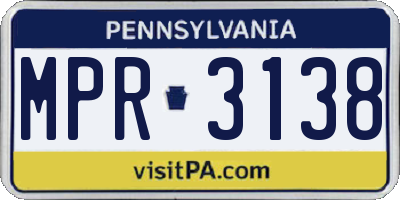 PA license plate MPR3138