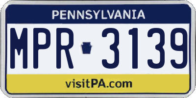 PA license plate MPR3139
