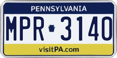 PA license plate MPR3140