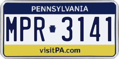 PA license plate MPR3141