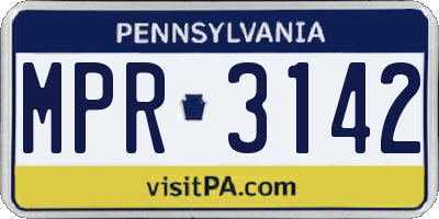 PA license plate MPR3142