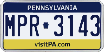PA license plate MPR3143