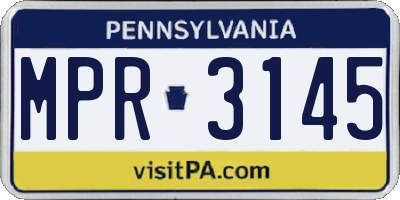PA license plate MPR3145