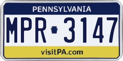 PA license plate MPR3147