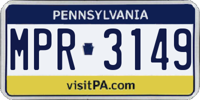 PA license plate MPR3149