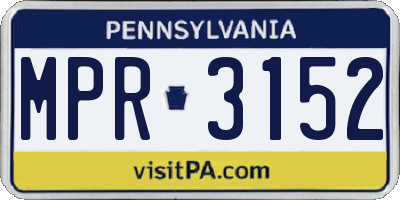 PA license plate MPR3152