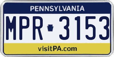 PA license plate MPR3153