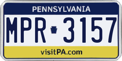 PA license plate MPR3157