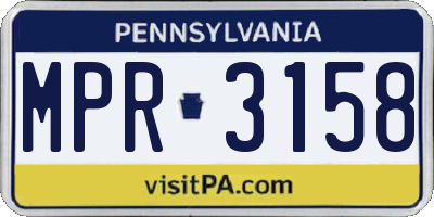 PA license plate MPR3158