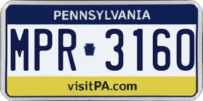 PA license plate MPR3160