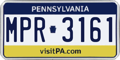 PA license plate MPR3161