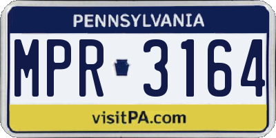 PA license plate MPR3164