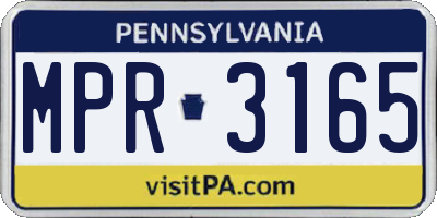PA license plate MPR3165
