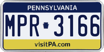 PA license plate MPR3166