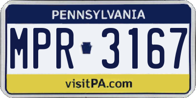PA license plate MPR3167