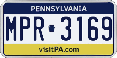 PA license plate MPR3169