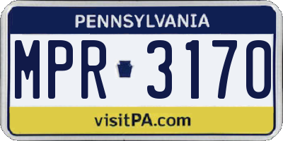PA license plate MPR3170