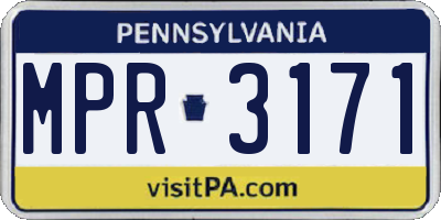PA license plate MPR3171
