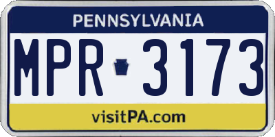 PA license plate MPR3173